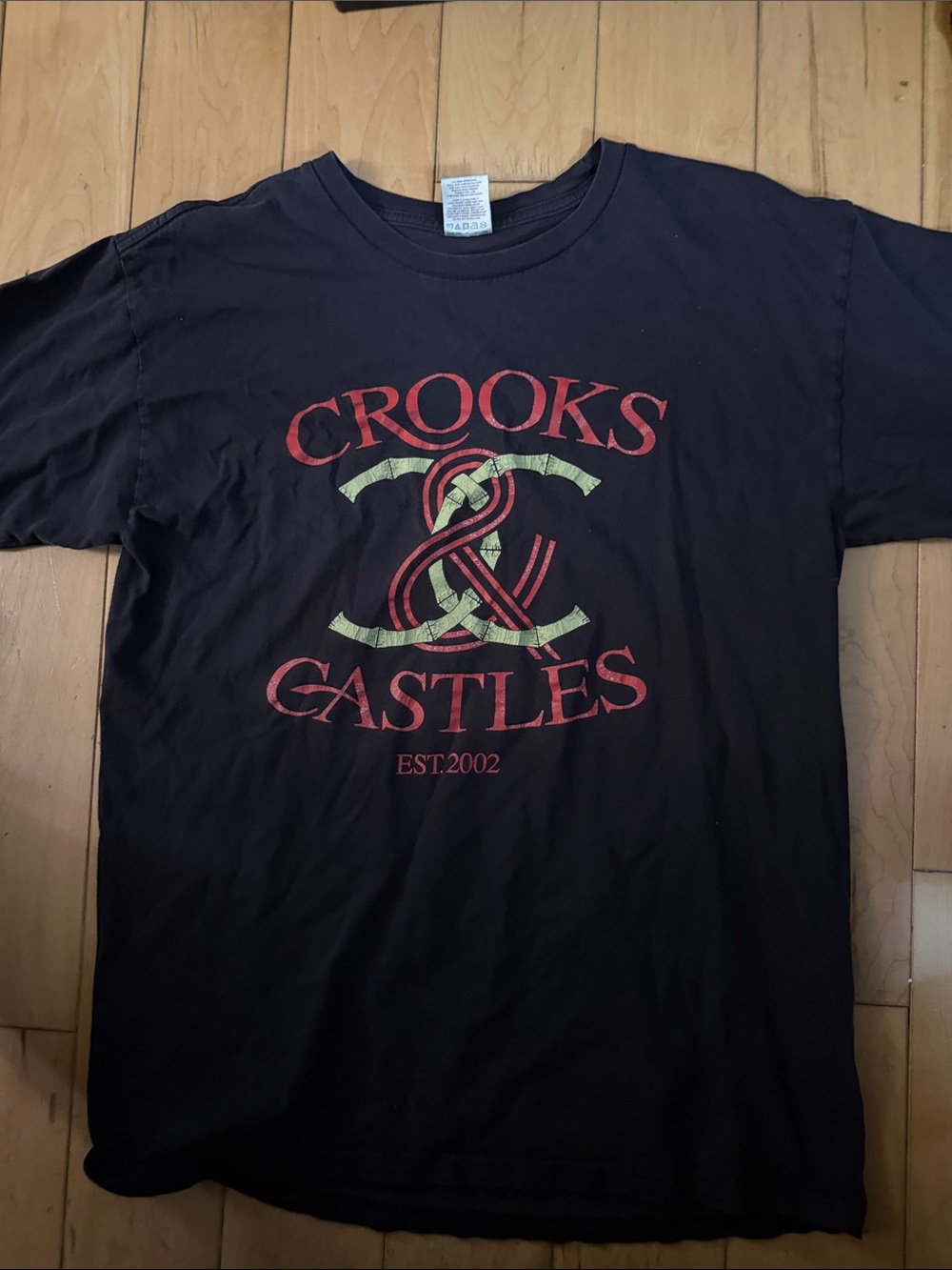 Crooks & Castles Black Tee with Red and Green Logo